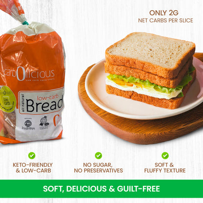 Carbolicious Bread Low-Carb, Sugar-free, Keto, Atkins Friendly 16 oz -2g Carbs- Per Slice One Loaf (16 oz)