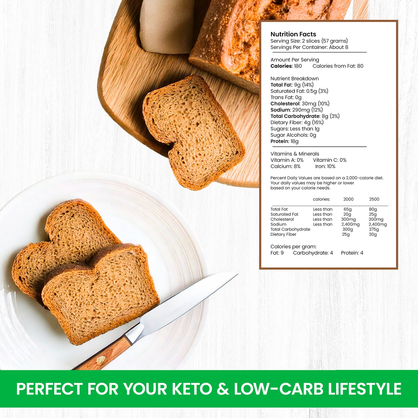 Carbolicious Bread Low-Carb, Sugar-free, Keto, Atkins Friendly 16 oz -2g Carbs- Per Slice One Loaf (16 oz)