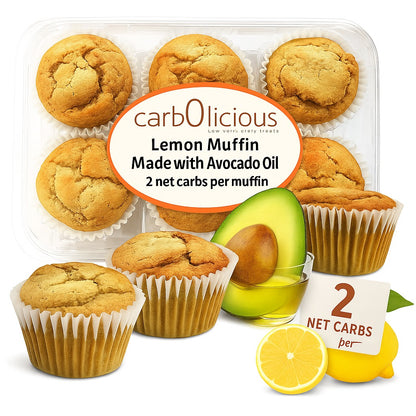 Carbolicious Homestyle Lemon Muffin Low-Carb Sugar-Free - 6 Pack - Only 2g Carbs per Muffin