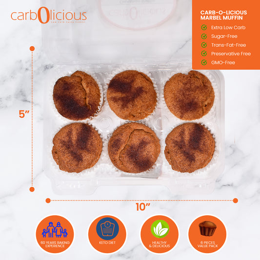 Carbolicious Cinnamon Muffin Low-Carb Sugar-Free - 6 Pack - Only 3g Carbs per Muffin