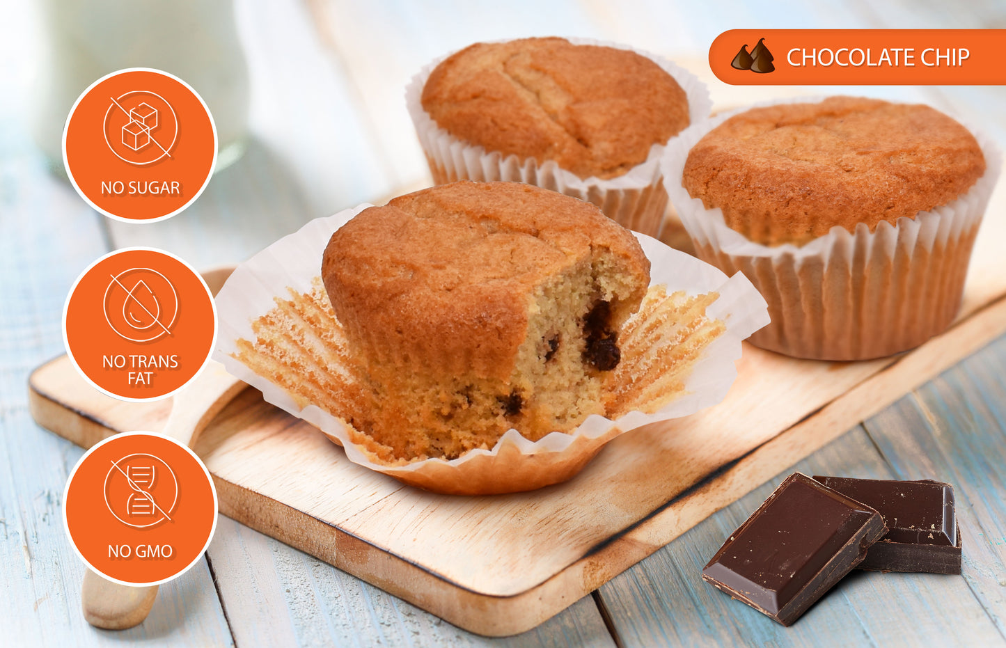 Carbolicious Chocolate Chip Muffin Low-Carb Sugar Free - 6 Pack - Only 3g Carbs per Muffin! Keto Atkins Friendly