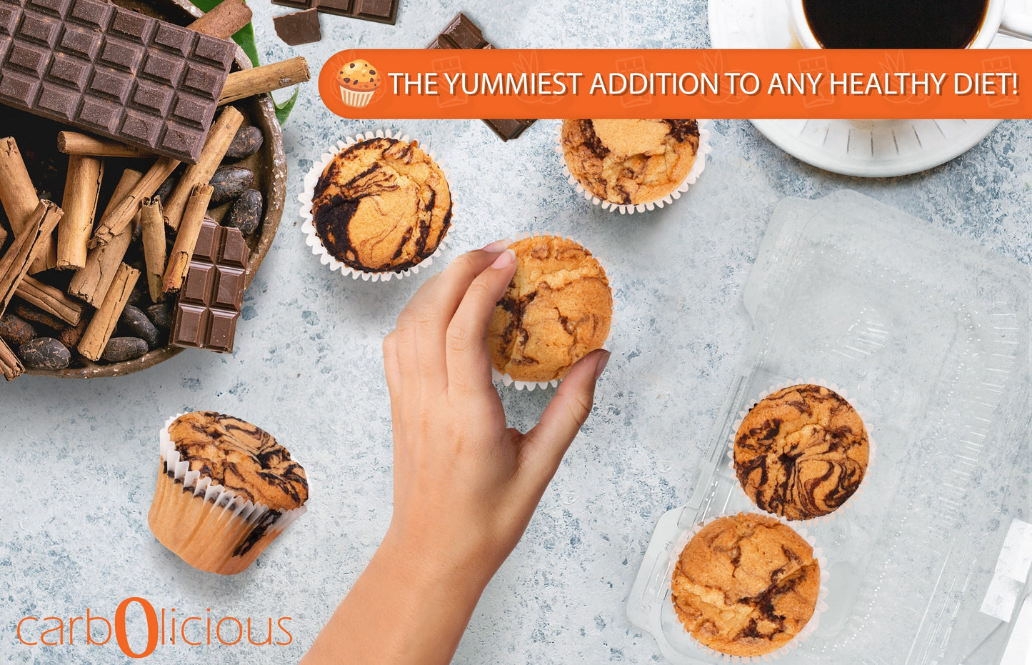 Carbolicious Marble Muffin Home-Style Low-Carb Sugar Free - 6 Pack - 3g Net Carbs per Muffin