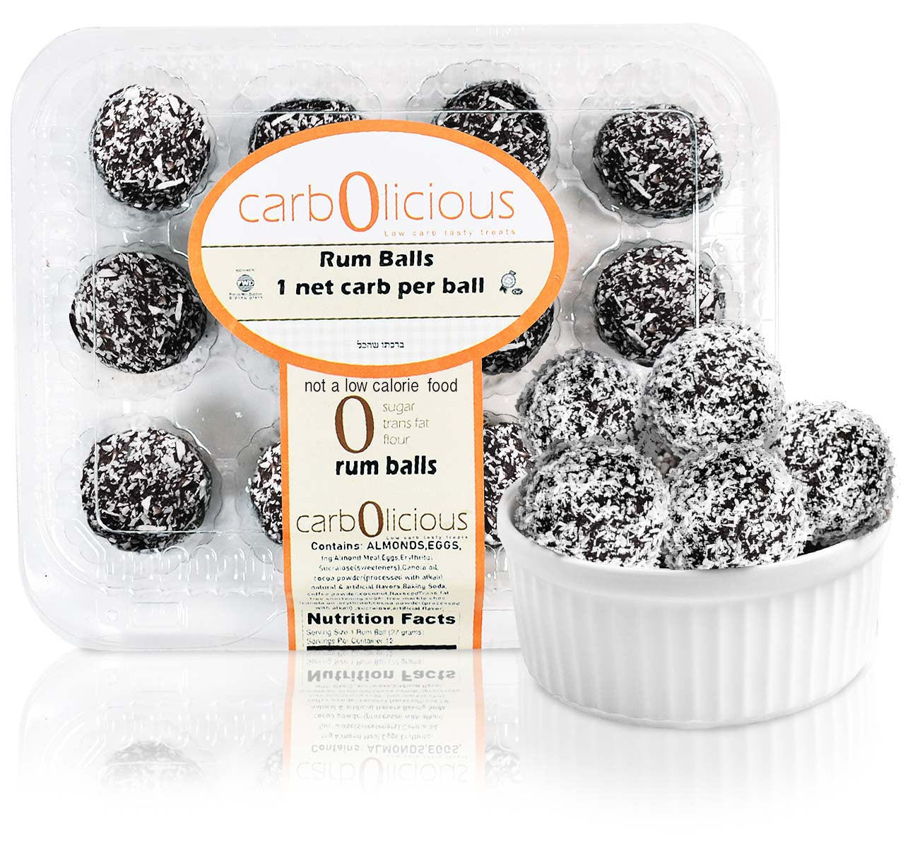 Carbolicious Rum Balls Low-Carb Sugar free - 12 Pack - 1g Carb Per Ball
